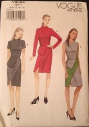 9024 EZ VOG LINED PEPLUM SLIT DRESS SLVS OR NOT PATTERN 6-14